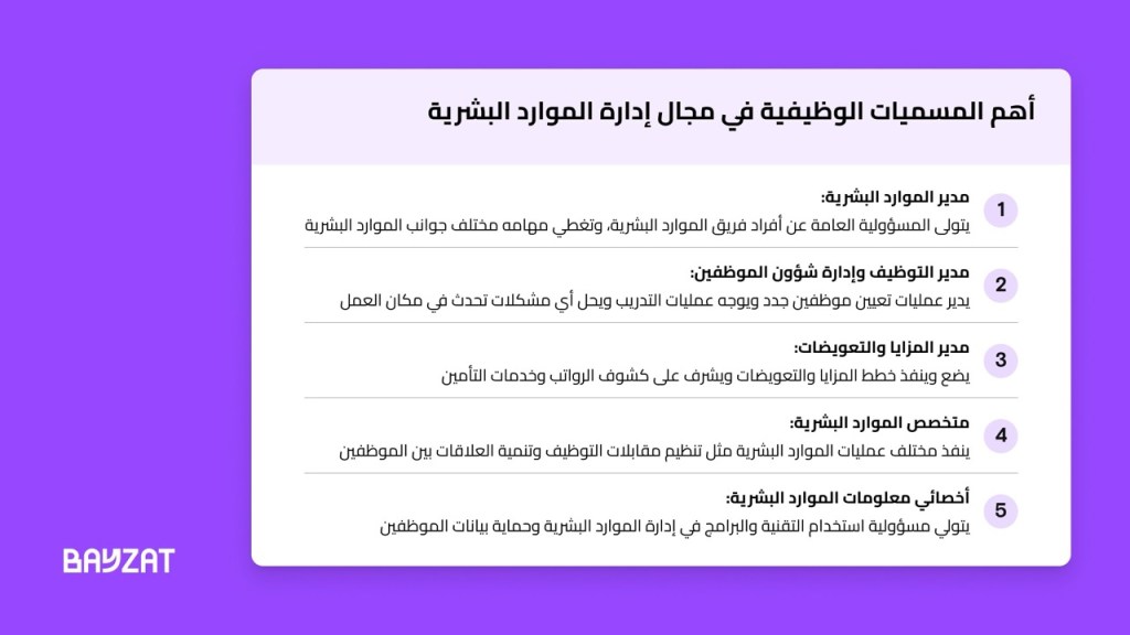 أهم المسميات الوظيفية في مجال إدارة الموارد البشرية 