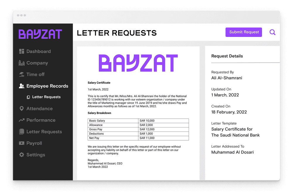 LETTER REQUESTS