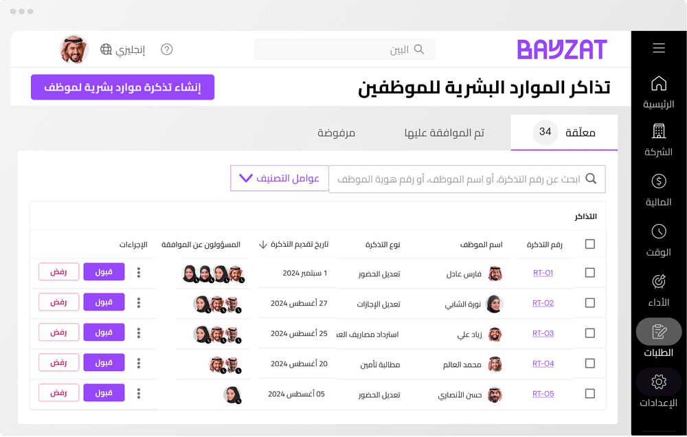 تذاكر طلبات الموارد البشرية للموظفين