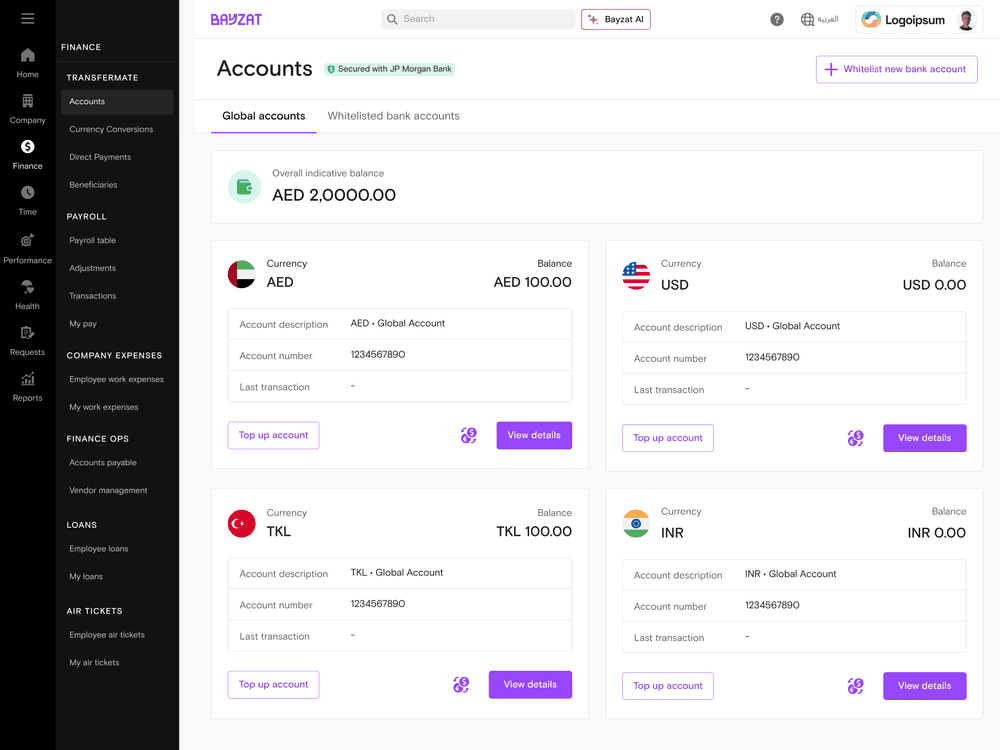 Multi-currency accounts and cross border payments