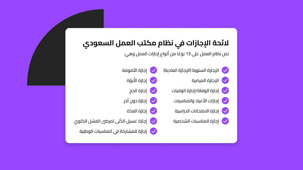 لائحة الإجازات في نظام مكتب العمل السعودي